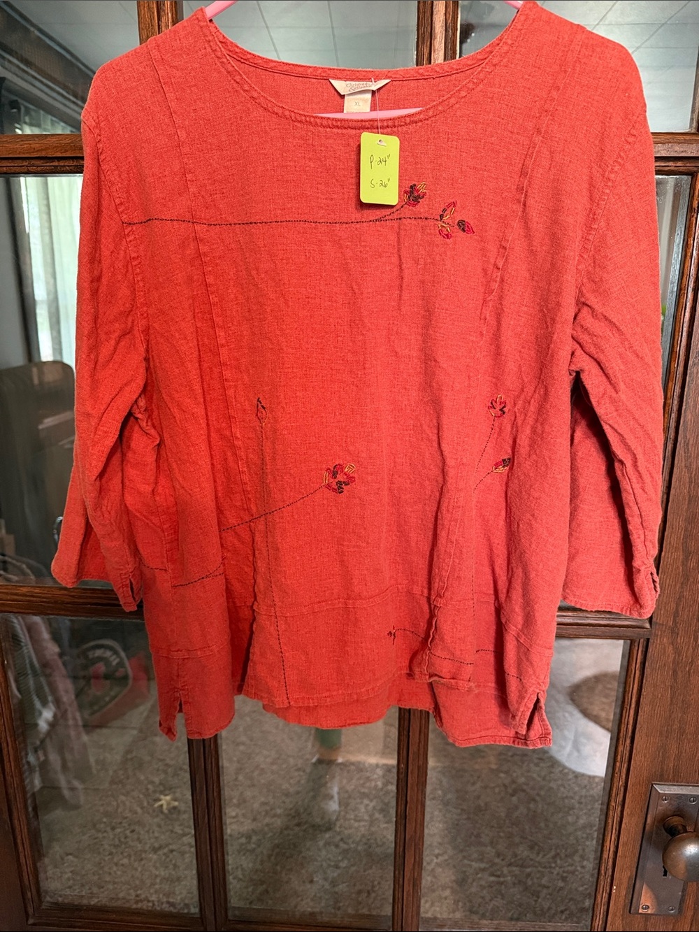 Christopher & Banks Coral Embroidered Textured Tunic